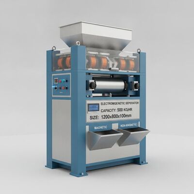 Δυνατότητα διαχωρισμού 500 kg/ώρα Ηλεκτρομαγνητικός διαχωριστής Μεγέθους 1200 mm X 800 mm X 1000 mm Σχεδιασμένος για διαχωρισμό μαγνητικού υλικού